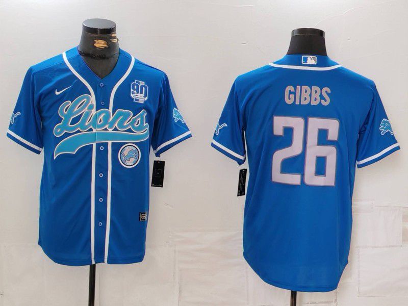 Men Detroit Lions 26 Gibbs Blue Second generation joint name 2024 Nike Limited NFL Jersey style 6